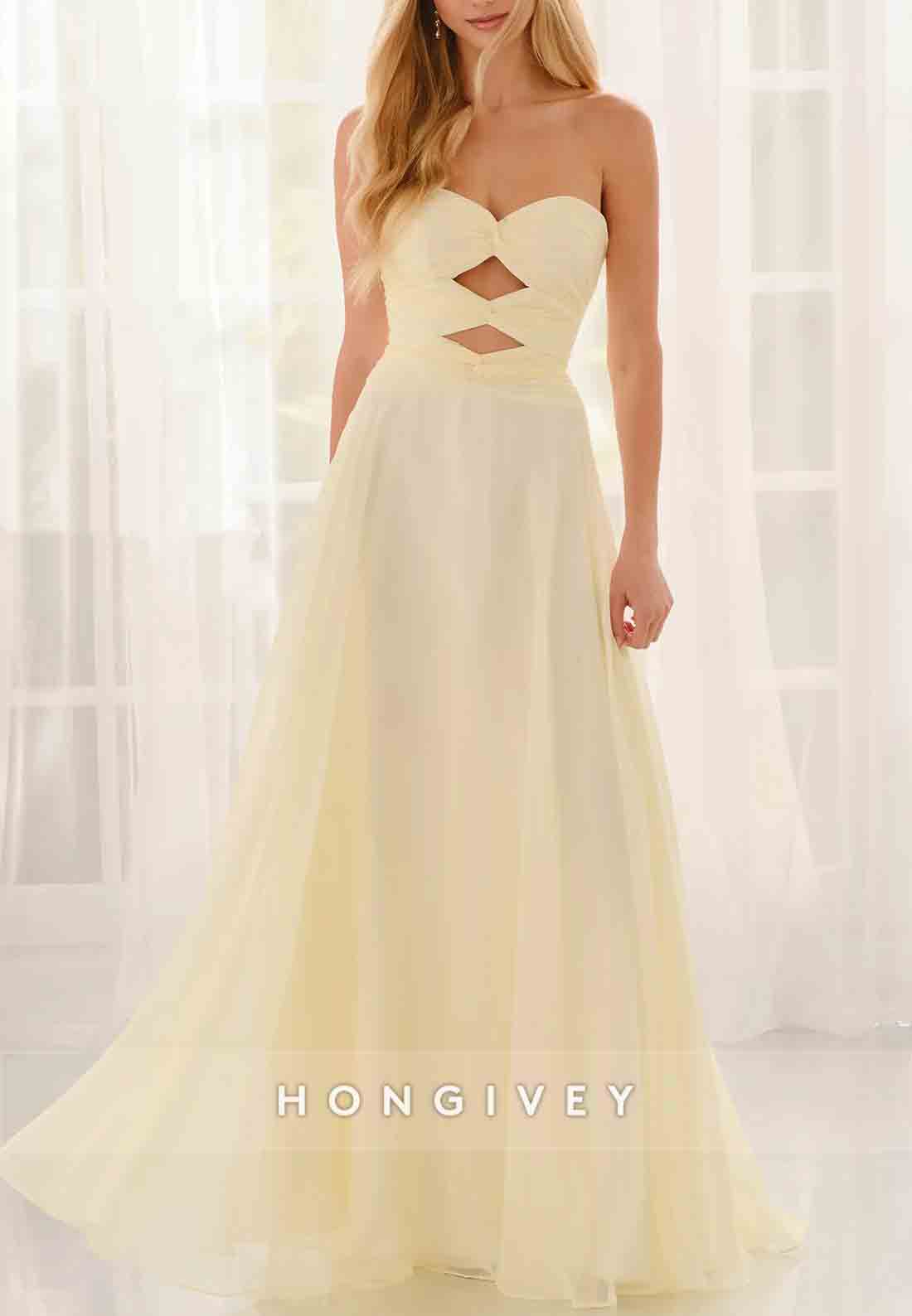 Simple Sweetheart A-Line Strapless Floor-Length Empire Prom Dresses