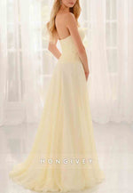Simple Sweetheart A-Line Strapless Floor-Length Empire Prom Dresses