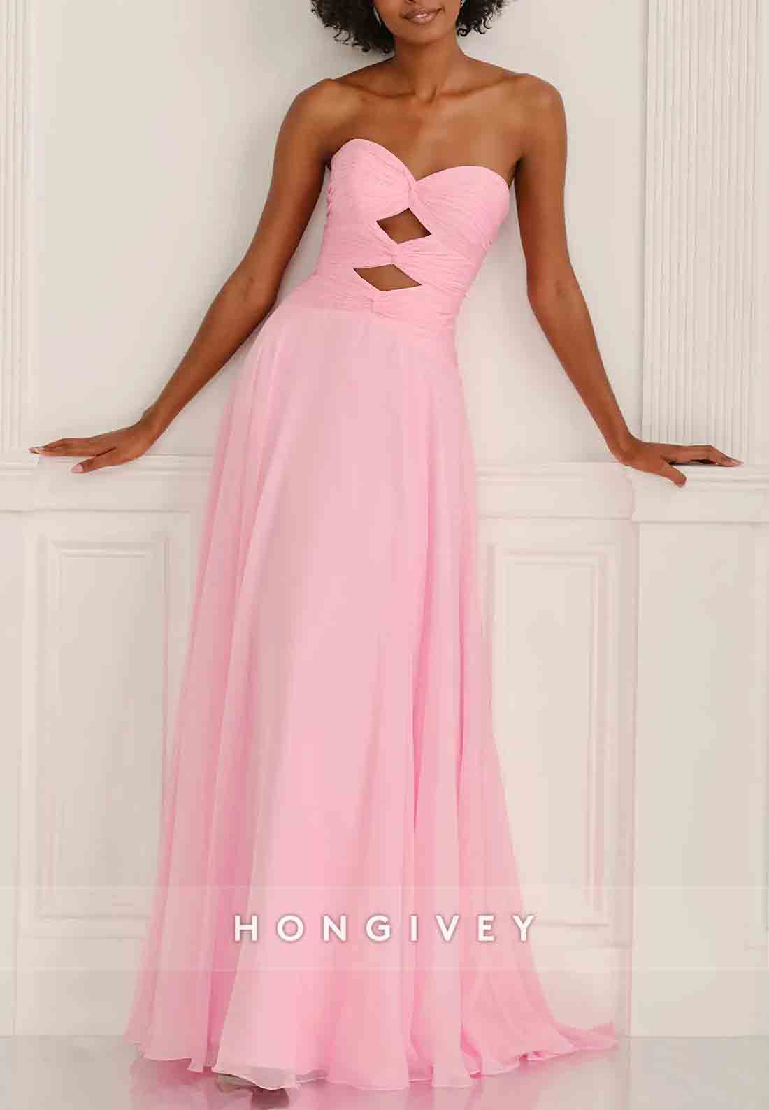 Simple Sweetheart A-Line Strapless Floor-Length Empire Prom Dresses