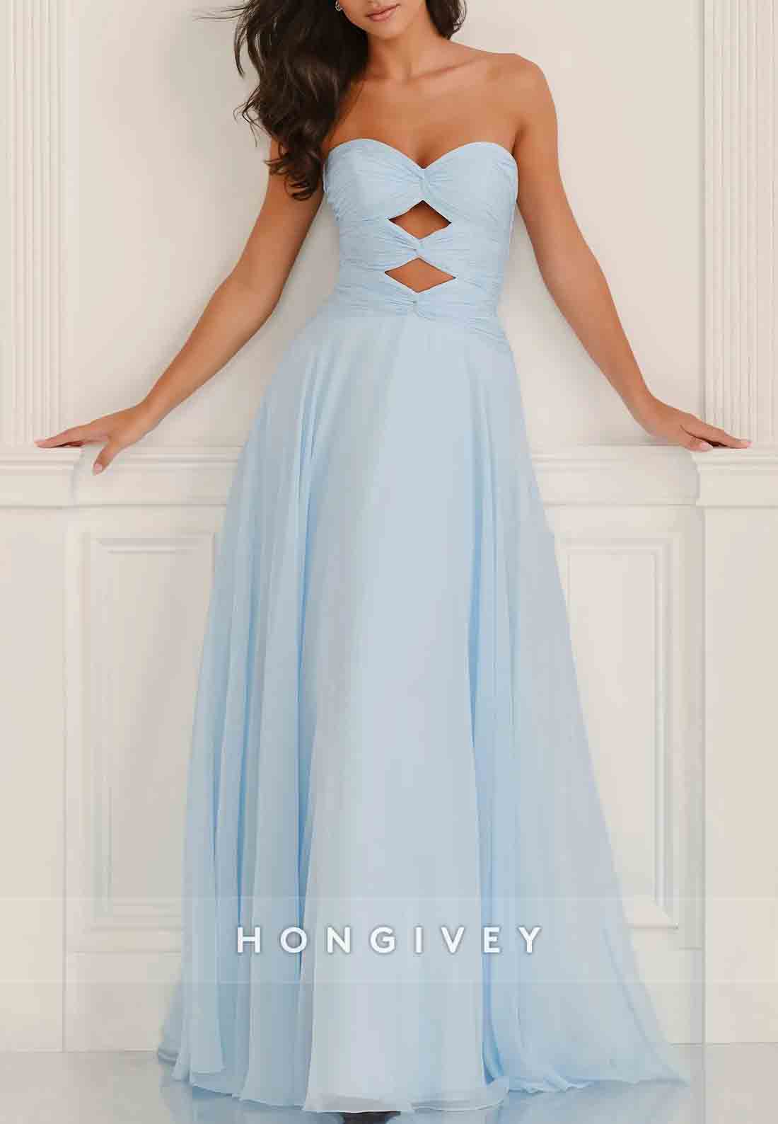 Simple Sweetheart A-Line Strapless Floor-Length Empire Prom Dresses