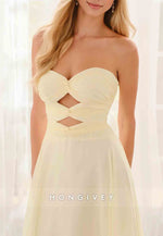 Simple Sweetheart A-Line Strapless Floor-Length Empire Prom Dresses