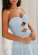 Simple Sweetheart A-Line Strapless Floor-Length Empire Prom Dresses
