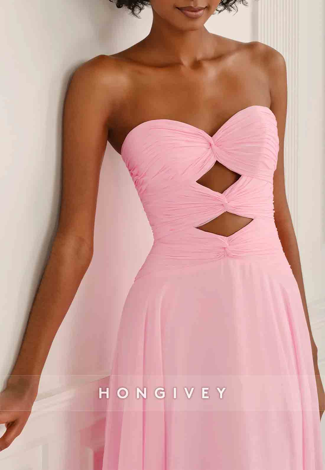 Simple Sweetheart A-Line Strapless Floor-Length Empire Prom Dresses