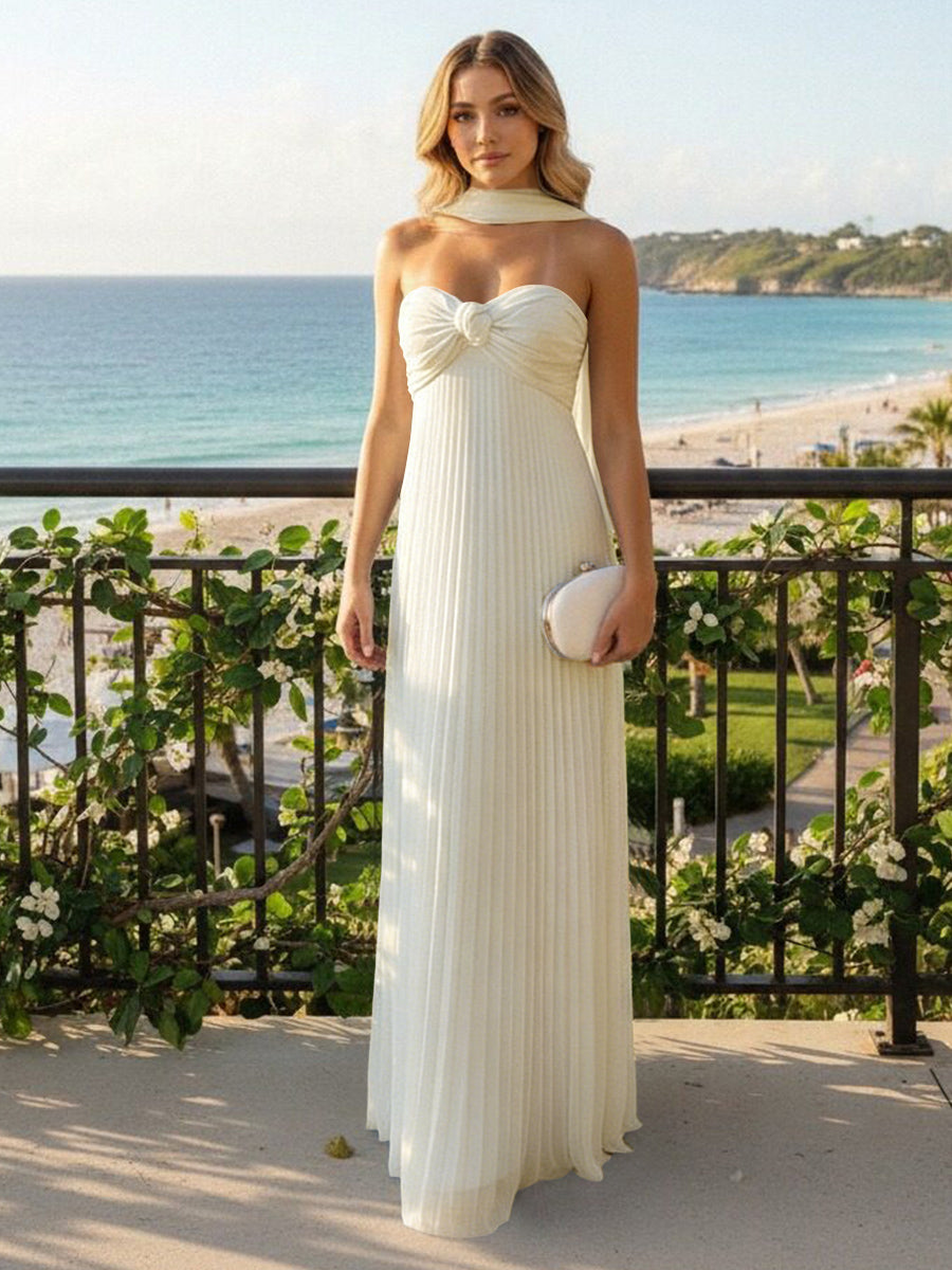 Strapless Chiffon Sleeveless A-Line Formal Dresses