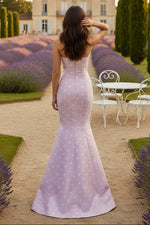 Strapless Satin Mermaid Prom Dresses with 3D Flower