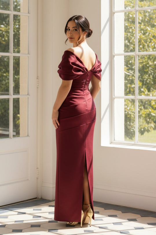 Off the Shoulder Mermaid Formal Dresses with Slit
