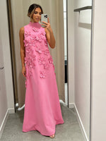 High-Neck A-Line Formal Dresses with 3D Flowers