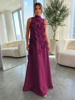 High-Neck A-Line Formal Dresses with 3D Flowers