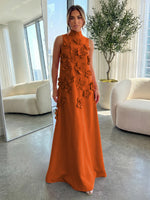 High-Neck A-Line Formal Dresses with 3D Flowers