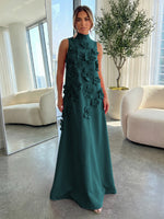 High-Neck A-Line Formal Dresses with 3D Flowers