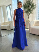 High-Neck A-Line Formal Dresses with 3D Flowers