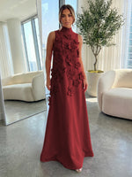 High-Neck A-Line Formal Dresses with 3D Flowers