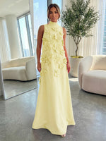 High-Neck A-Line Formal Dresses with 3D Flowers