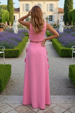 A-Line High Neck Sleeveless 3D Flowers Formal Dresses