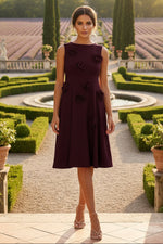 A-Line Crew Neck Sleeveless 3D Flowers Applique Short Formal Dresses