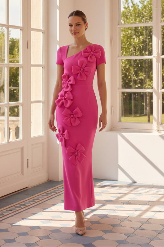 Asymmetric Neck Mermaid Formal Dresses with 3D Flowers
