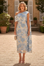 One Shoulder Sleeveless Shawl Mermaid Floral Formal Dresses