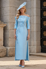 A-Line Off the Shoulder Mother of the Bride Dresses with 3D Flowers