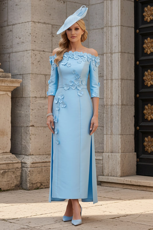 A-Line Off the Shoulder Mother of the Bride Dresses with 3D Flowers