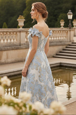 A-Line Off the Shoulder Sleeveless Formal Dresses with 3D Flowers