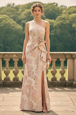 Mermaid One Shoulder Formal Dresses with 3D Flowers