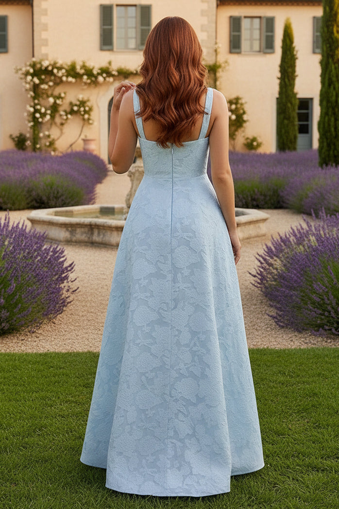 Sleeveless Square Neck A-Line Flowers Floral Print Prom Dress