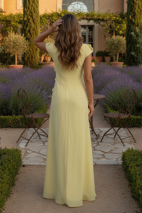 A-Line Crew Neck Sleeveless 3D Flowers Applique Formal Dresses