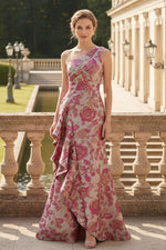 A-Line One Shoulder Evening Dresses with Ruffles