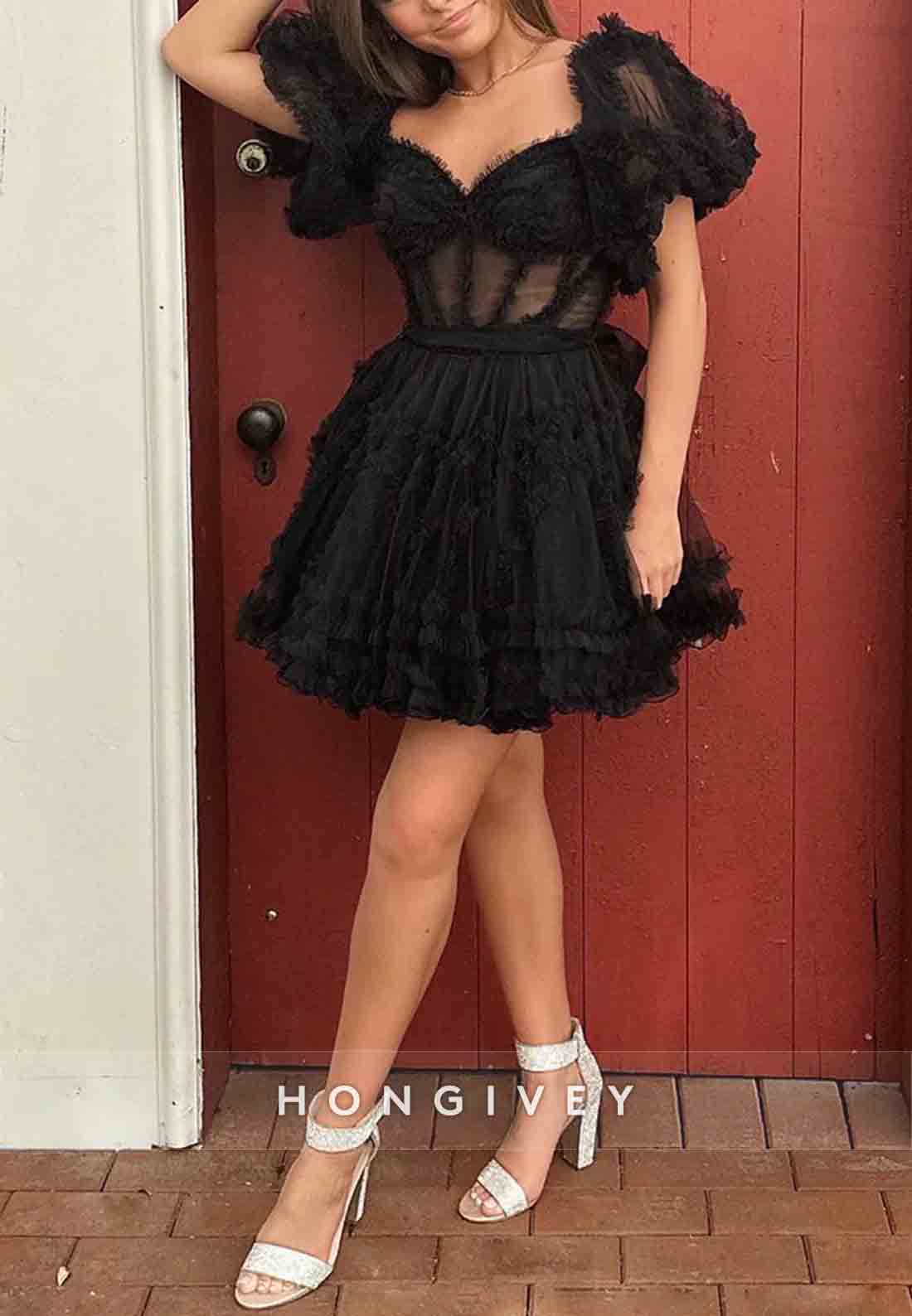 Gorgeous Short Sleeves A-Line Off the Shoulder Corset Homecoming Dresses