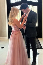 Gorgeous A Line Sweetheart Pink Long Prom Dress with Appliques
