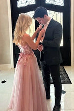 Gorgeous A Line Sweetheart Pink Long Prom Dress with Appliques