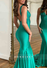 Open Back Low V-Neck Gorgeous Mermaid Court Train Prom Party Dress