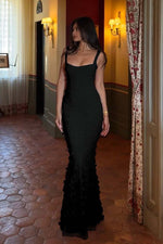 Gorgeous Mermaid Square Neck Pink Long Prom Dress with Flowers