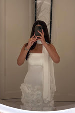 Gorgeous Sheath Strapless White Long Prom Dress with Appliques