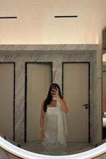 Gorgeous Sheath Strapless White Long Prom Dress with Appliques