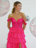 Gorgeous Royal Blue A-Line Off The Shoulder Long Beaded Prom Dress