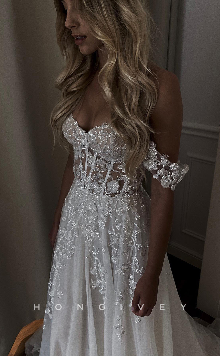 H0812 - Crystal Beaded Rhinestone Embellished Sparkly Sleeveless Wedding Dress