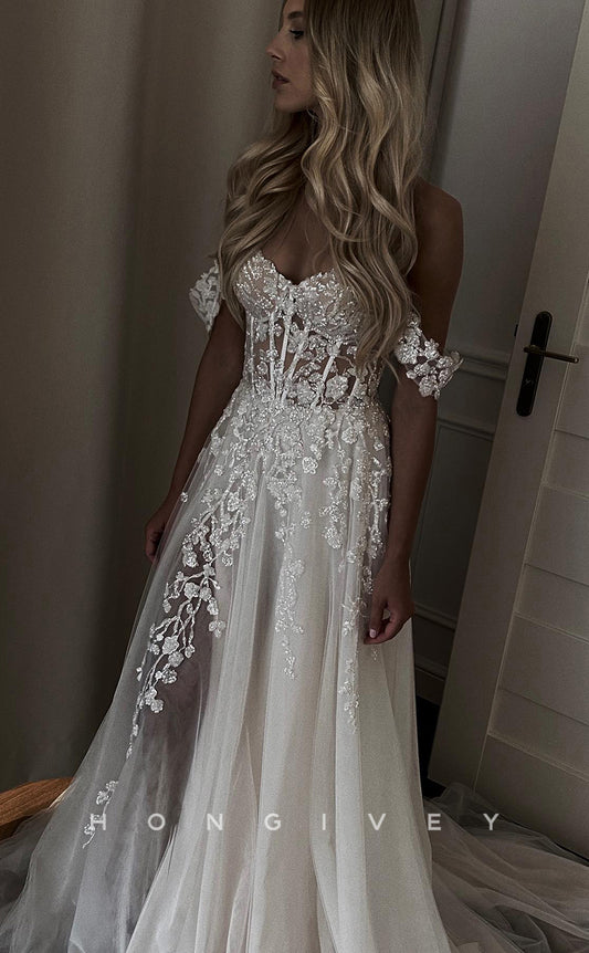 H0812 - Crystal Beaded Rhinestone Embellished Sparkly Sleeveless Wedding Dress