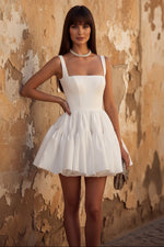 H0839 - Simple Sweet Strap Princess Short Beach Wedding Dress