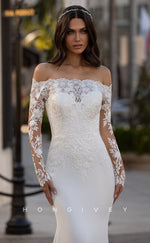 H0859 - Sheer Floral Lace Embroidered Mermaid With Train Wedding Dress