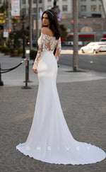 H0859 - Sheer Floral Lace Embroidered Mermaid With Train Wedding Dress