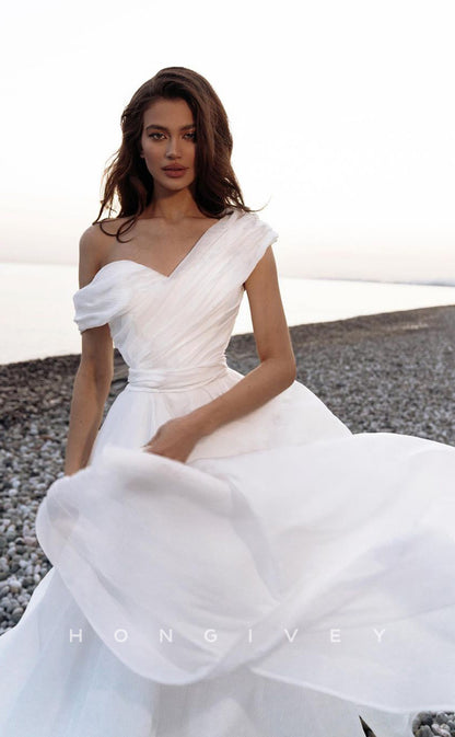 H0879 - Couture Sheer Design Sense Ruched With Train Wedding Dress