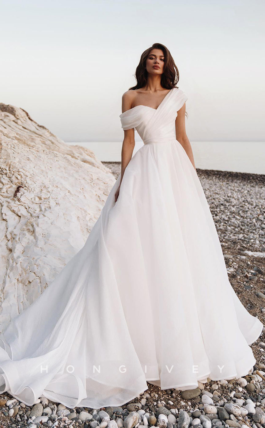 H0879 - Couture Sheer Design Sense Ruched With Train Wedding Dress