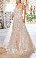 H0958 - Sparkly Fully Sequined Illusion Strapless Wedding Dress