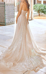 H0958 - Sparkly Fully Sequined Illusion Strapless Wedding Dress