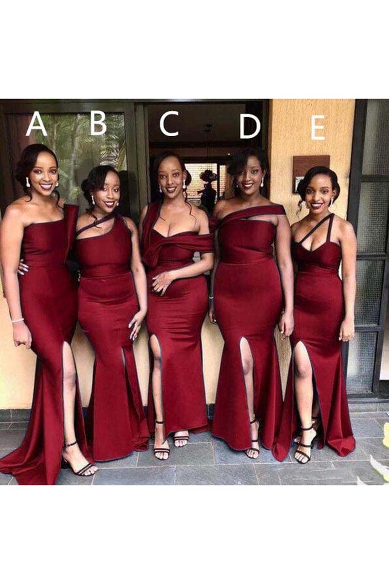 H103 -  Mismatched Different Styles Sexy Side Slit Bridesmaid dress