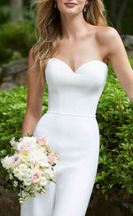 H1034 - Elegant & Luxurious Detachable Off-Shoulder Empire Jumpsuit Wedding Dress