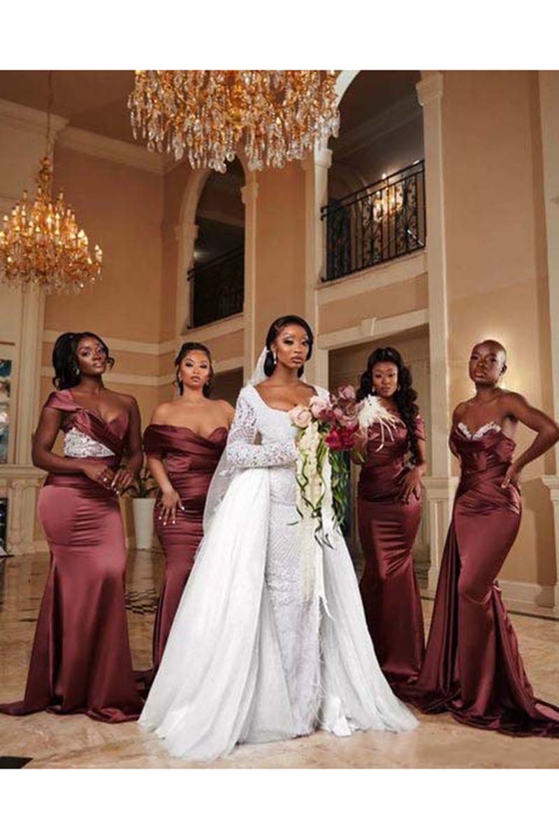 H105 -  Stain Cheap Mismatched Different Styles Bridesmaid Dresses