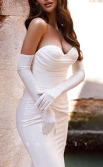 H1236 - Sexy Satin Trumpt Sweetheart Strapless Ruched With Train Wedding Dress