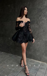 H1618 - Sparkly Sheer Fully Sequined Lace Applique Homecoming Party Dress